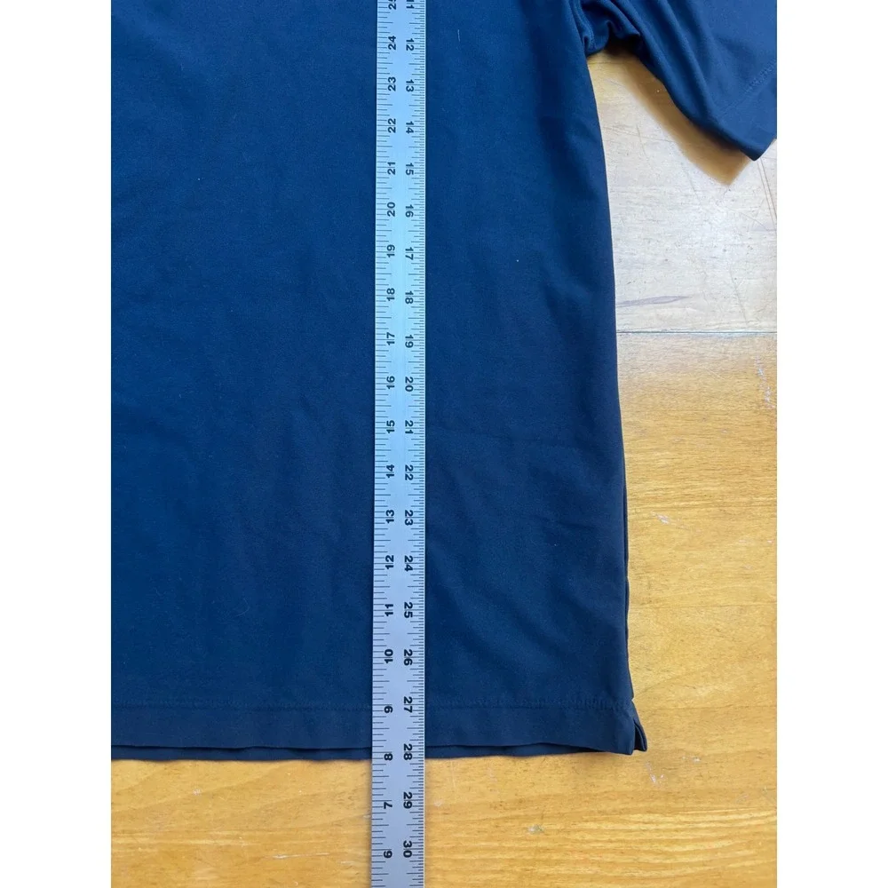 Nike Golf Mens Large Navy Blue Dri-FIT UV Mock Neck Short Sleeve Shirt Y2K